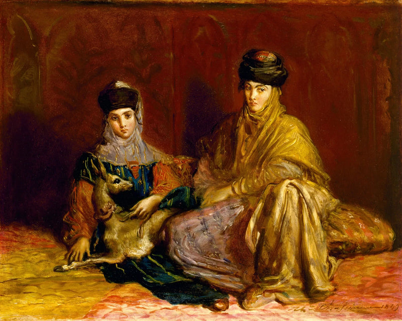 Vrouw en klein meisje van Constantin met een gazelle - Théodore Chassériau