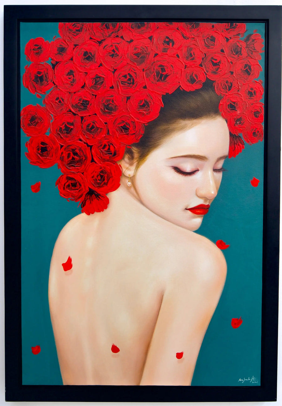 Zachte Vrouw met Rozen | 60x90cm