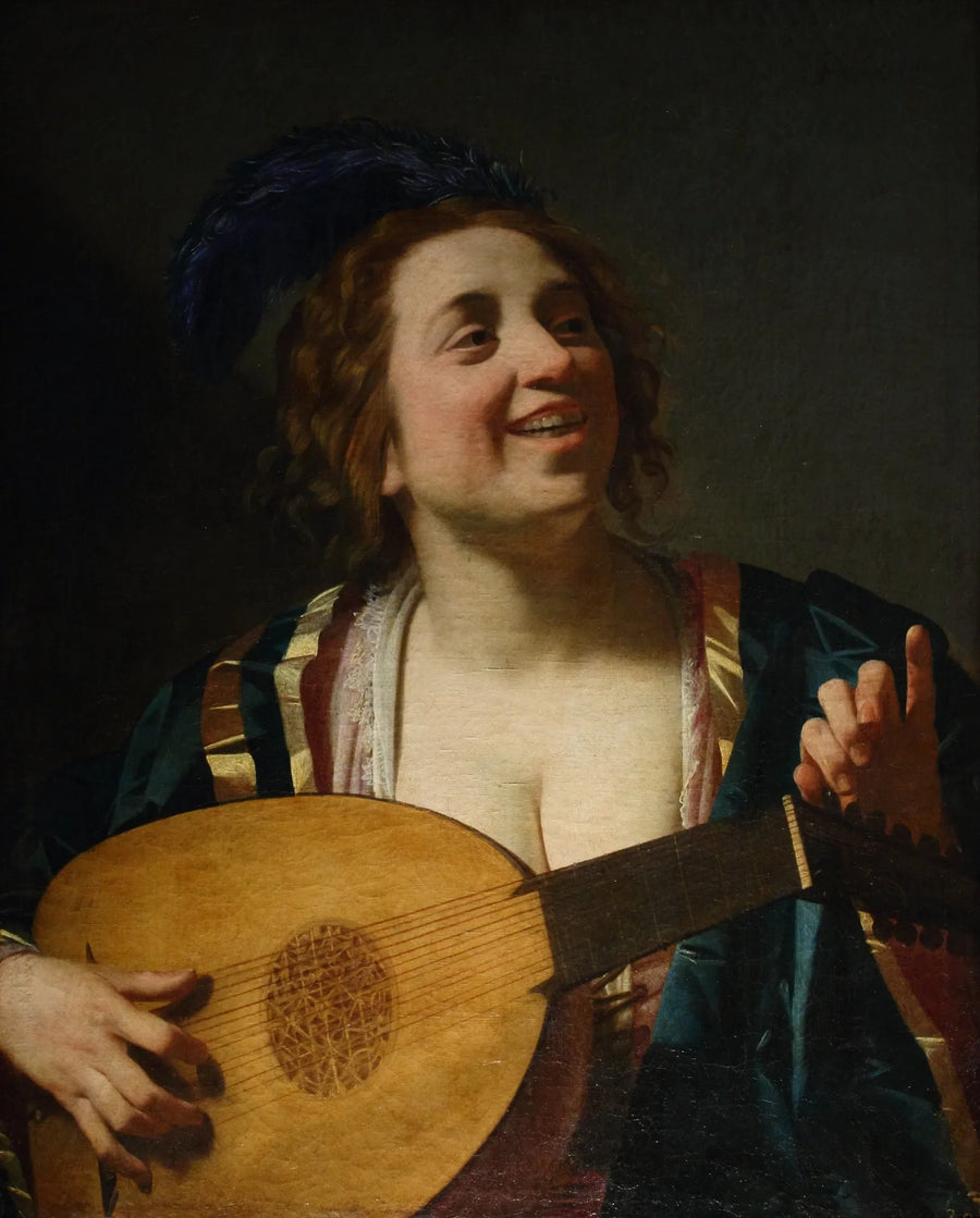 Vrouw die luit speelt - Gerrit van Honthorst
