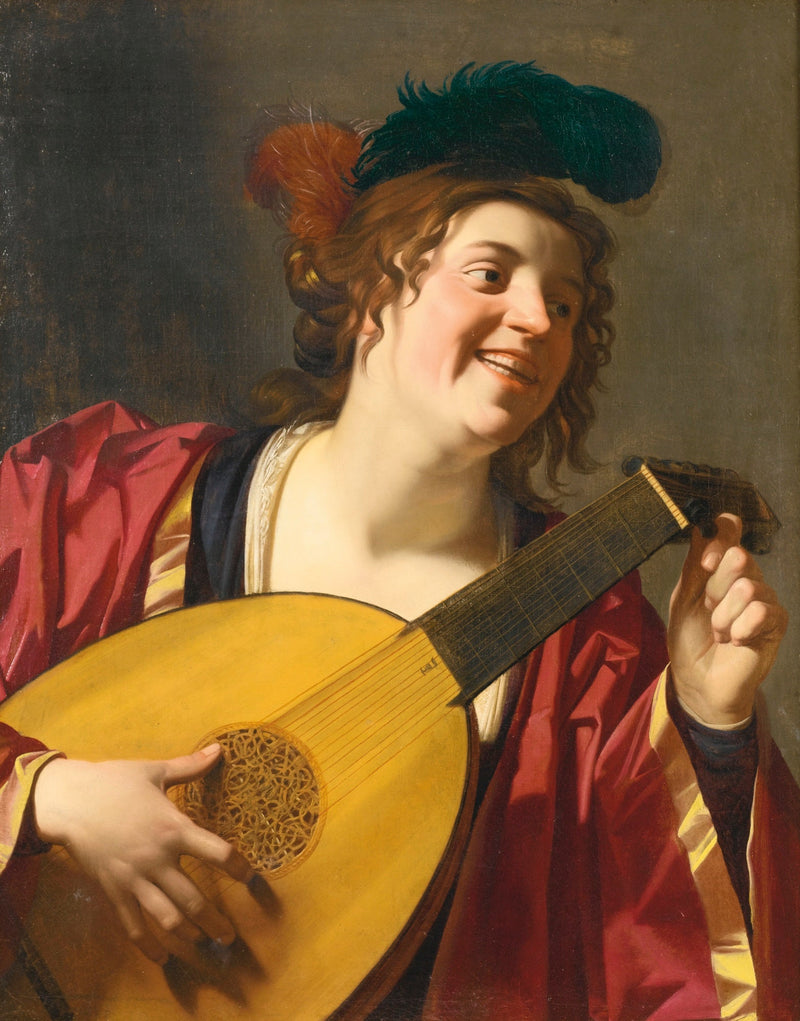 Vrouw die luit speelt - Gerrit van Honthorst