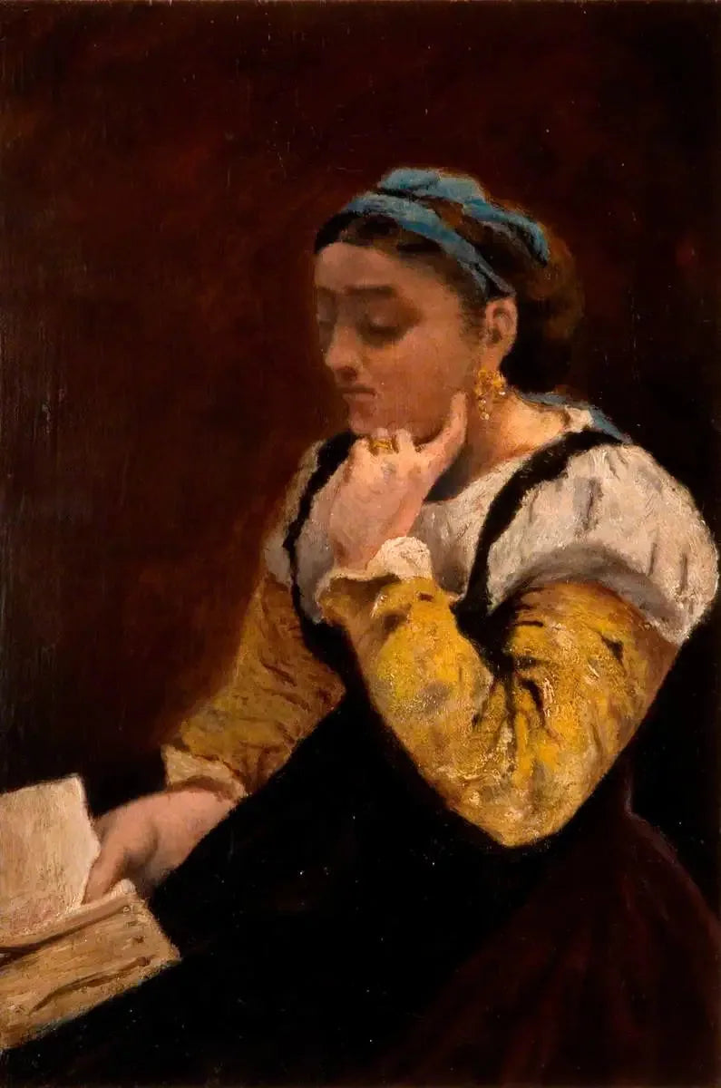 Vrouw die leest - Jean-Baptiste Camille Corot