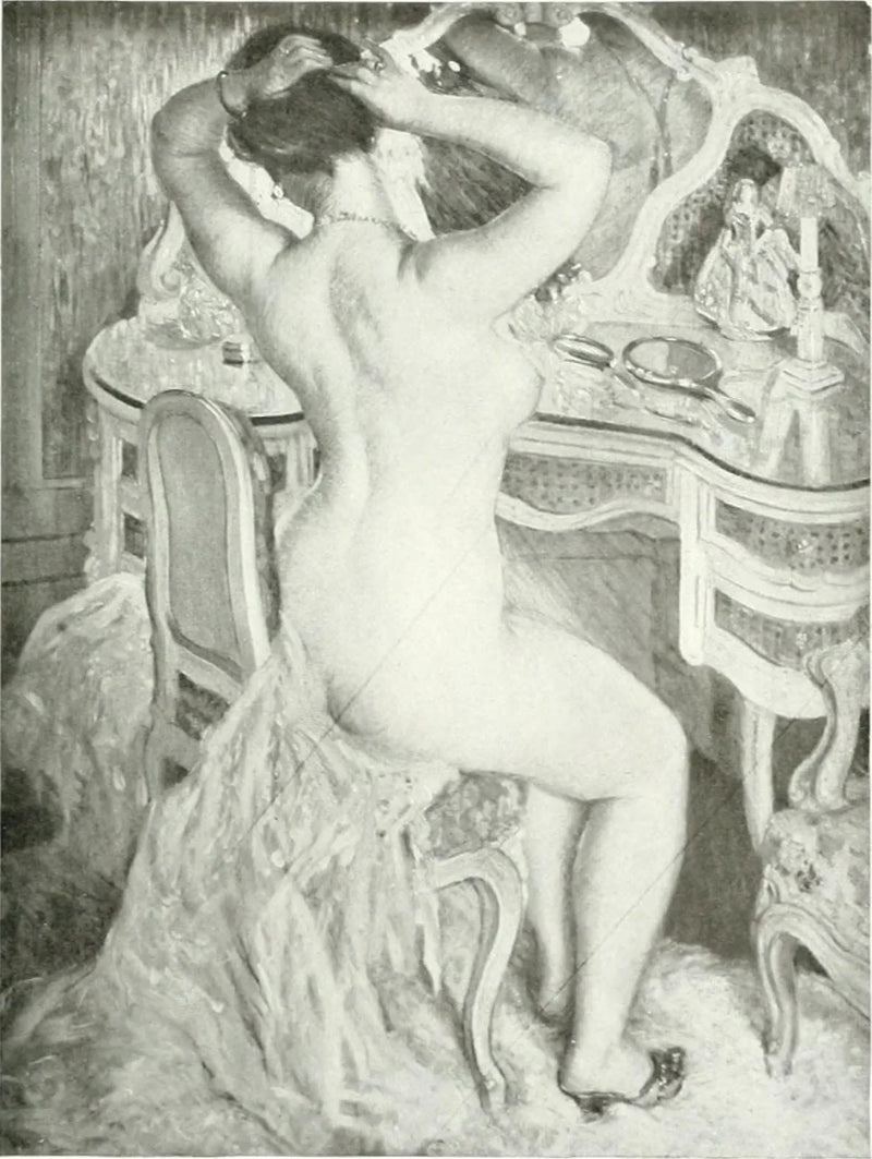 Naakte vrouw bij haar toilette - Frederick Carl Frieseke