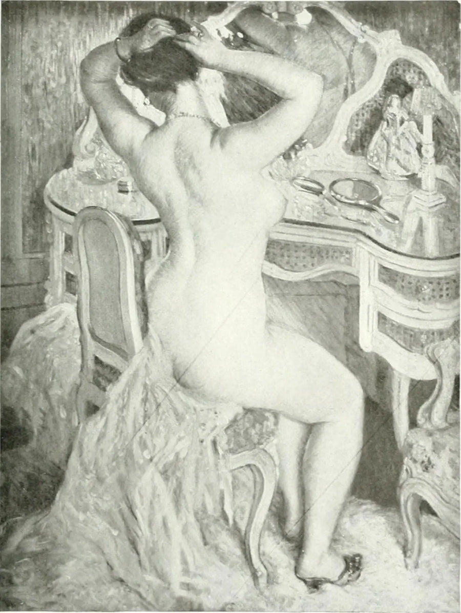 Naakte vrouw bij haar toilette - Frederick Carl Frieseke