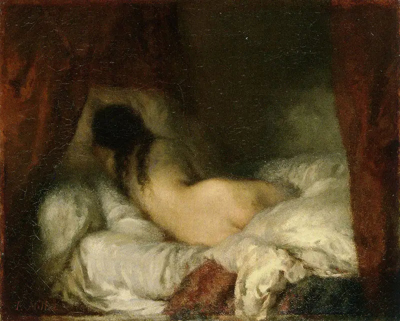 Naakte vrouw liggend op bank - Jean-François Millet