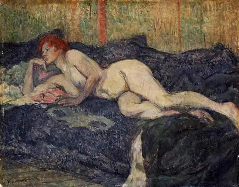 Naakte vrouw uitgestrekt op een divan - Henri de Toulouse-Lautrec