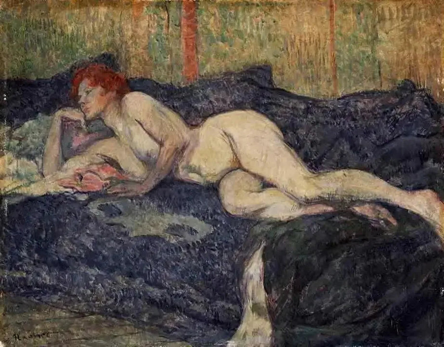 Naakte vrouw uitgestrekt op een divan - Henri de Toulouse-Lautrec