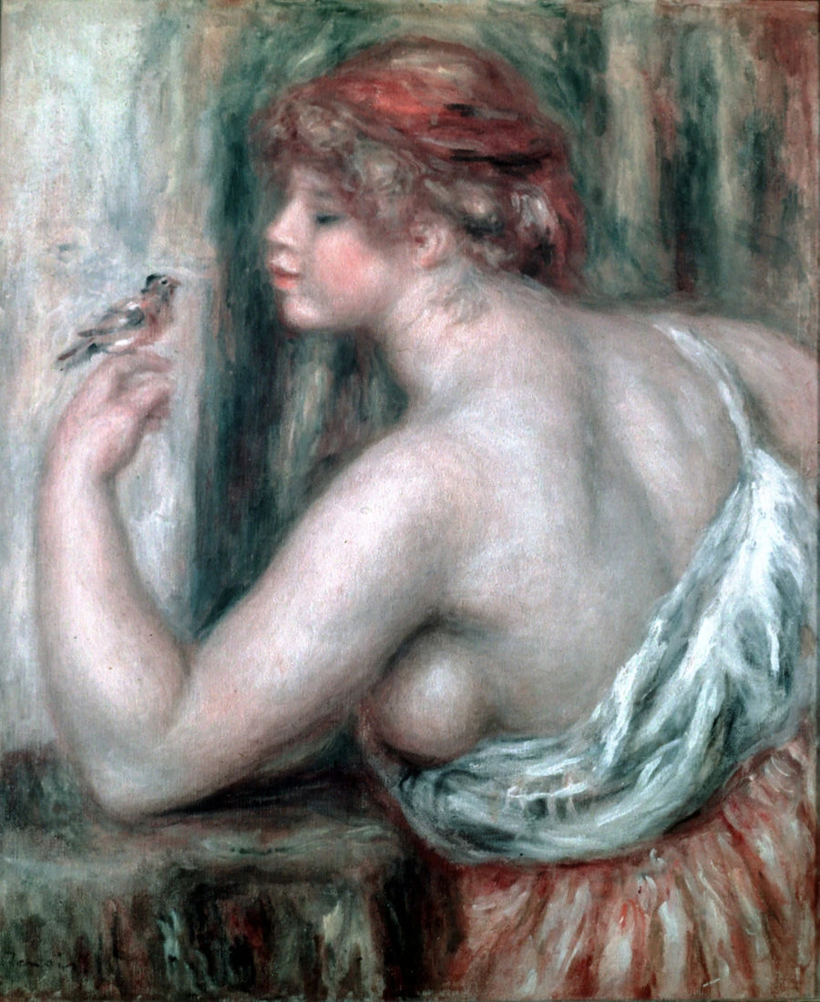 Vrouw met roodborstje - Pierre-Auguste Renoir