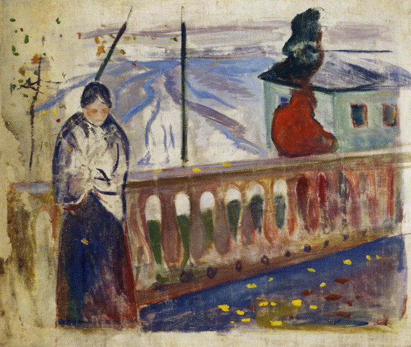 Vrouw bij de balustrade - Edvard Munch