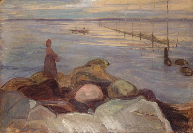 Vrouw bij de zee in Åsgardstrand - Edvard Munch