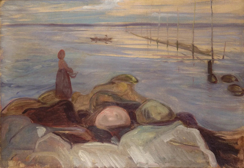 Vrouw bij de zee in Åsgardstrand - Edvard Munch