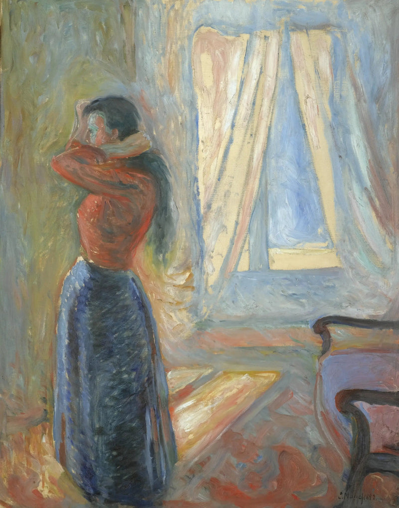 Vrouw die in de spiegel kijkt - Edvard Munch
