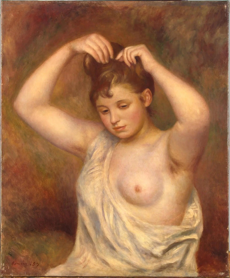 Vrouw die zich coiffeert - Pierre-Auguste Renoir