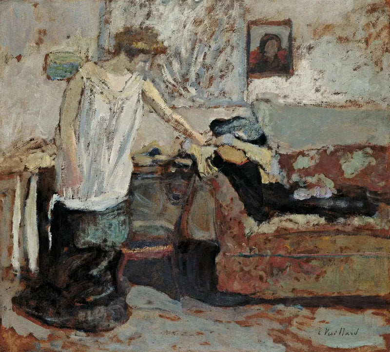 Vrouw die zich uitkleedt - Édouard Vuillard