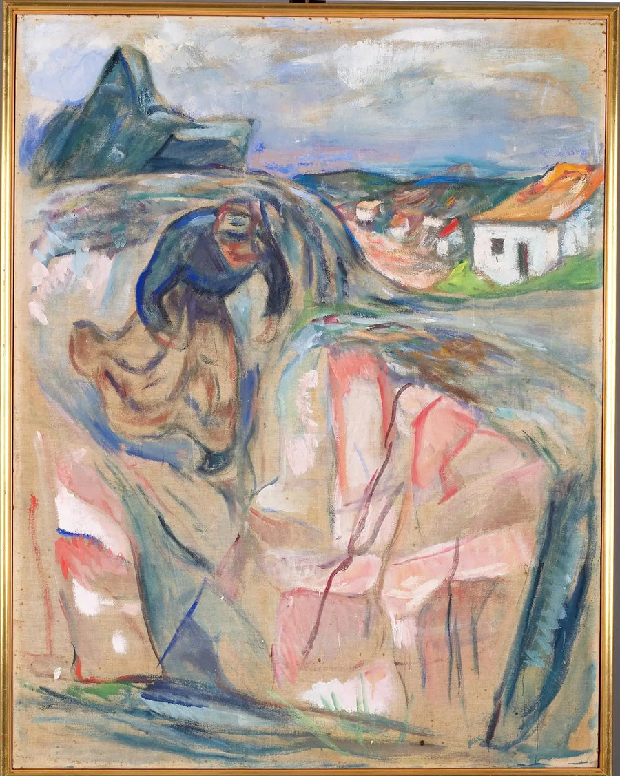 Vrouw die zich naar beneden haast - Edvard Munch