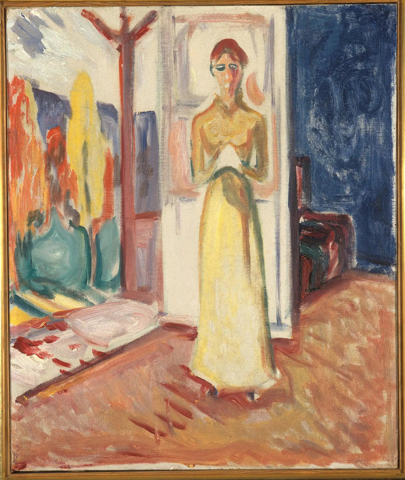 Vrouw die in de deuropening staat - Edvard Munch
