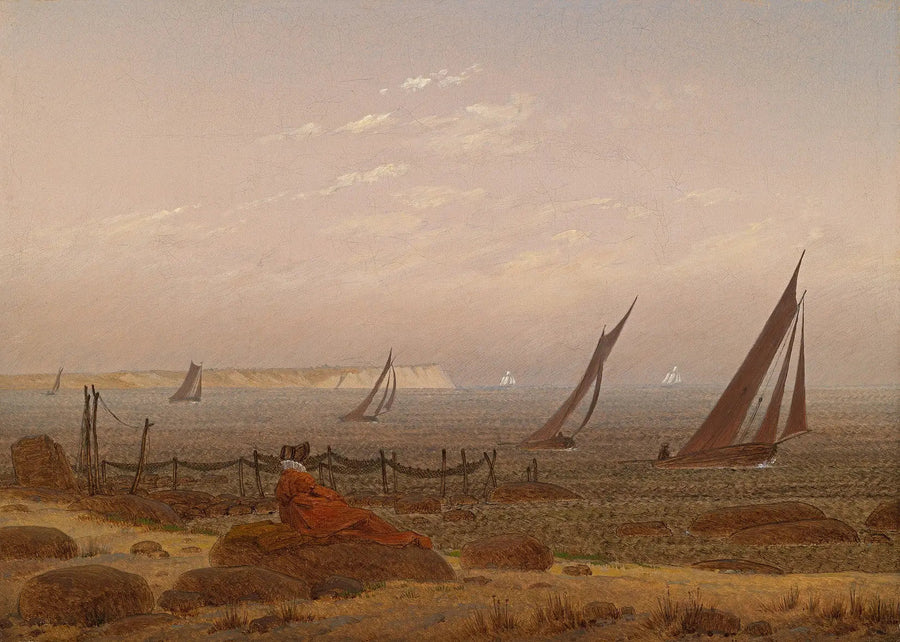 Vrouw op het strand van Rügen - Caspar David Friedrich