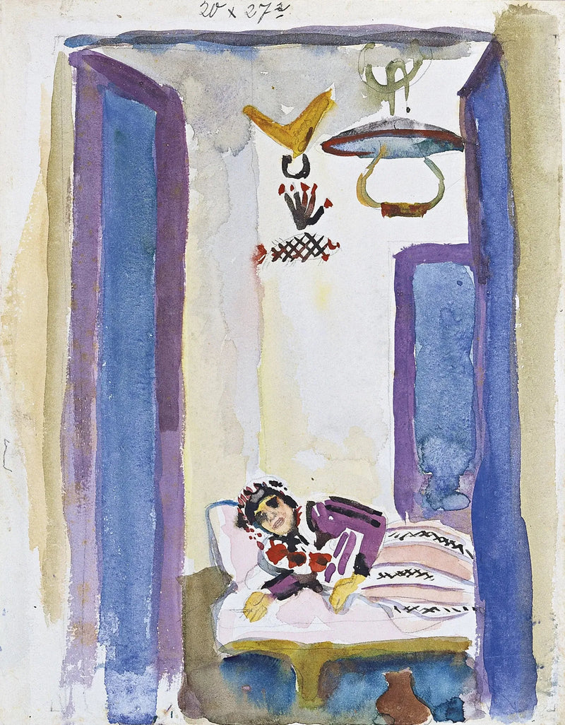Vrouw op een divan - August Macke