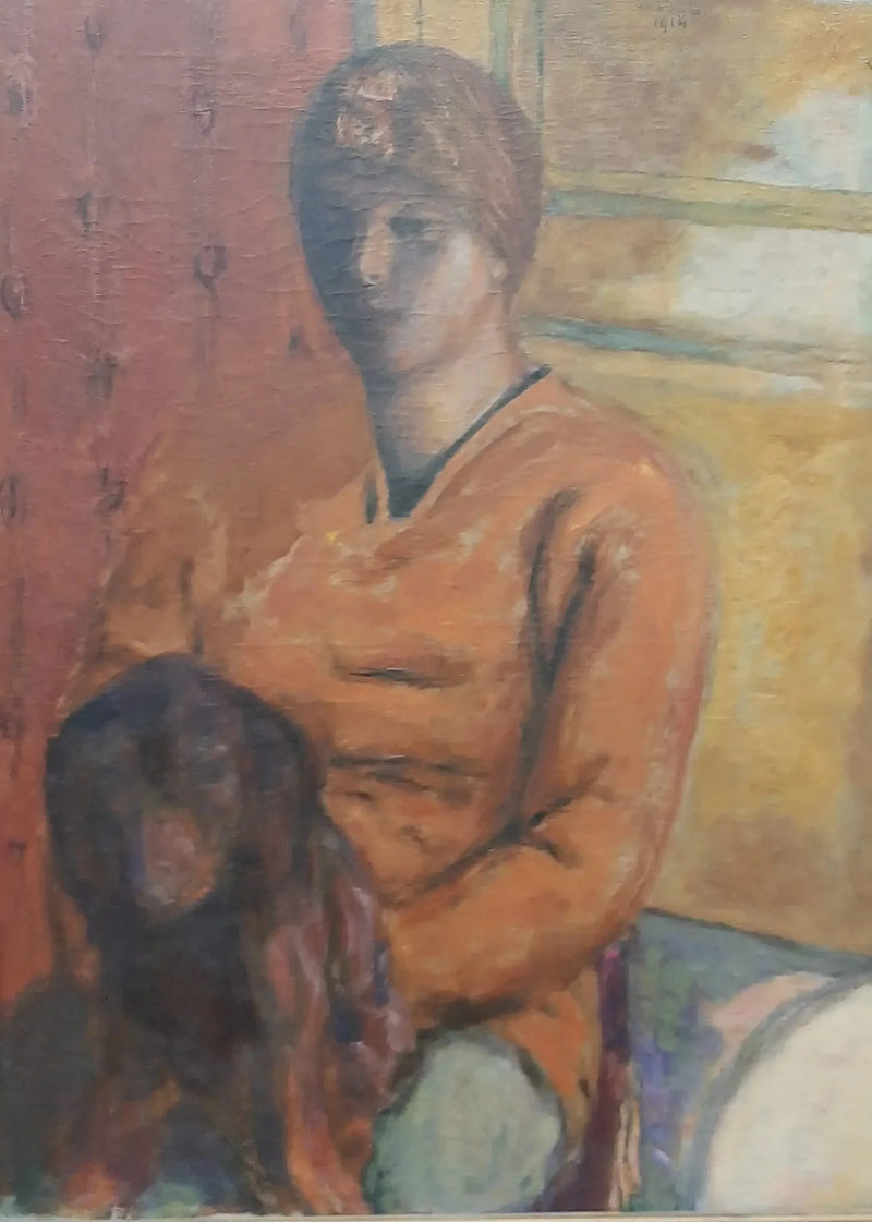 Vrouw met een hond op haar knieën - Pierre Bonnard