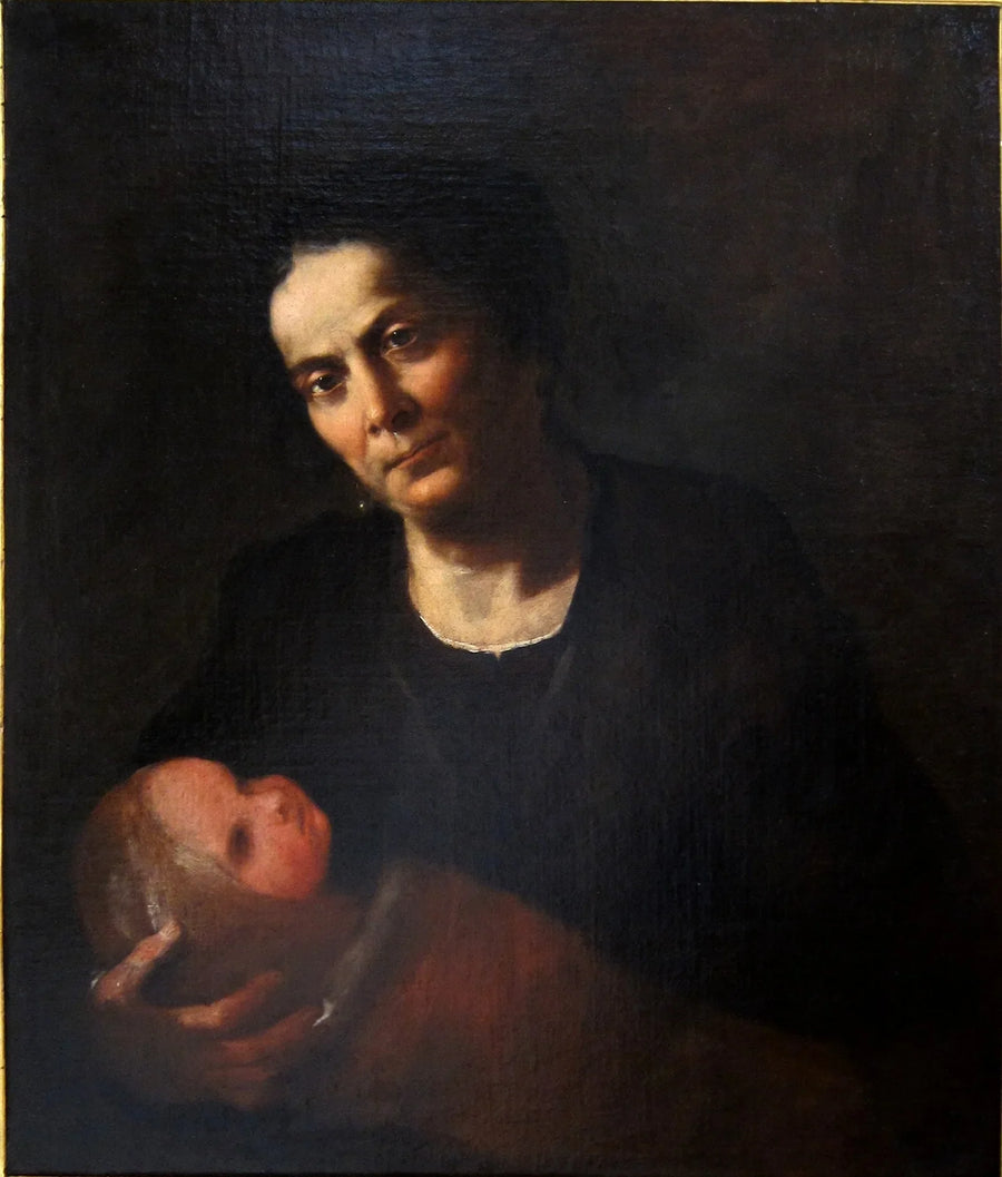 Vrouw die een kind vasthoudt - Luca Giordano