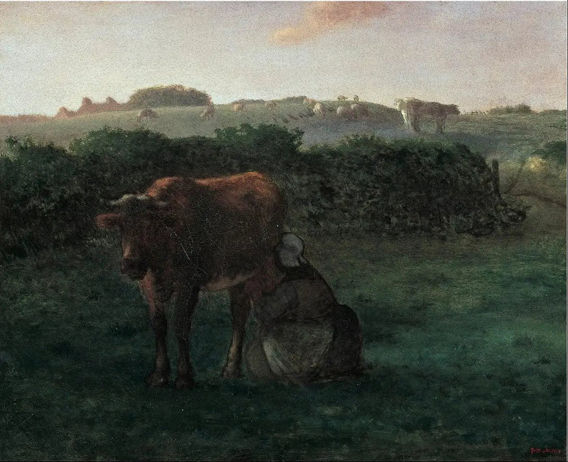 Vrouw die een koe tekent - Jean-François Millet