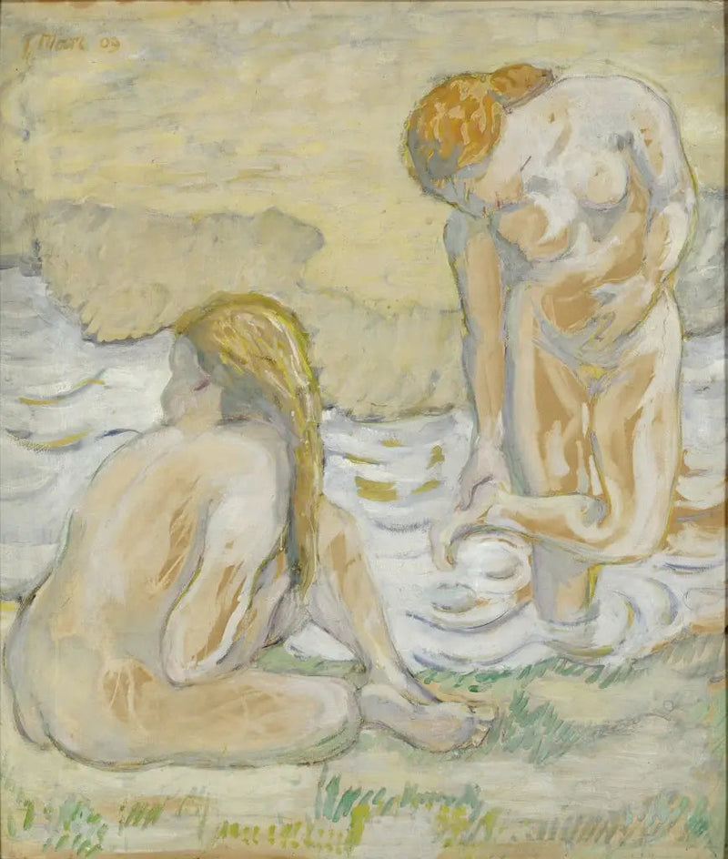 Vrouwen in bad (Naaktcompositie II) - Franz Marc