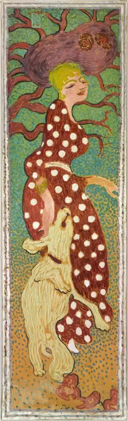 Vrouwen in de tuin: vrouw in een jurk met witte stippen - Pierre Bonnard