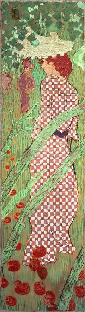 Vrouwen in de tuin: vrouw in de geruite jurk - Pierre Bonnard
