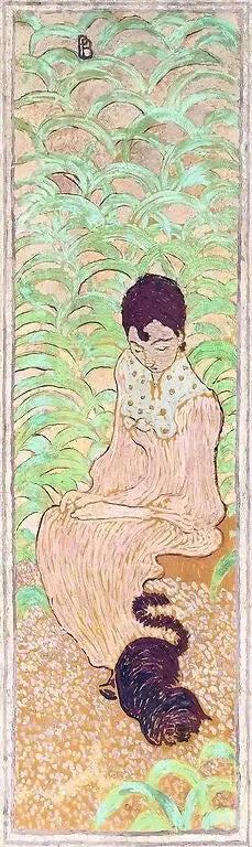 Vrouwen in de tuin: vrouw zittend met kat - Pierre Bonnard