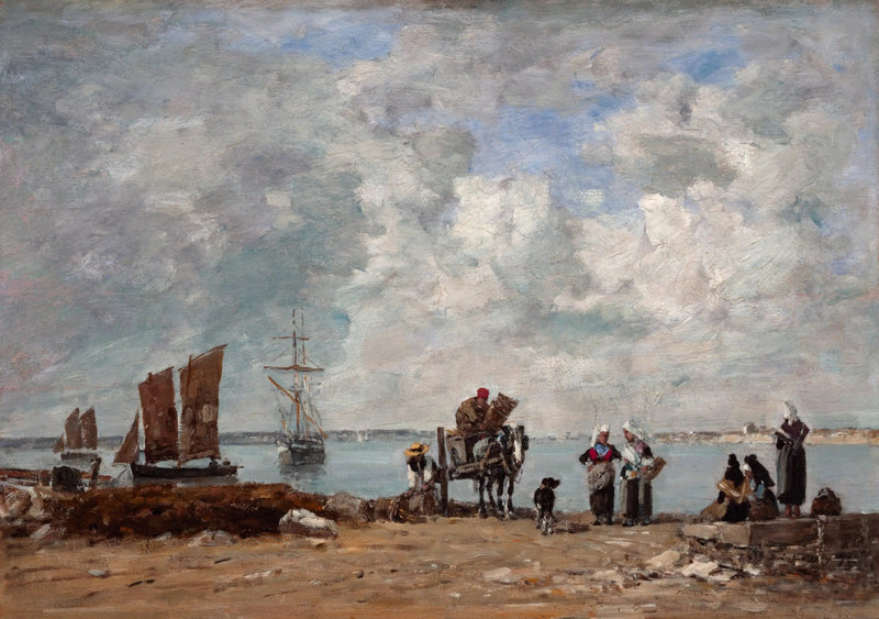 Vrouwen van vissers aan de zee - Eugène Boudin