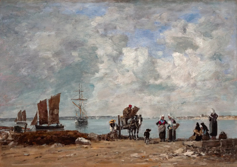 Vrouwen van vissers aan de zee - Eugène Boudin