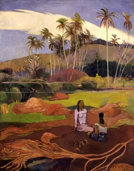 Vrouwen bij de palmbomen - Paul Gauguin
