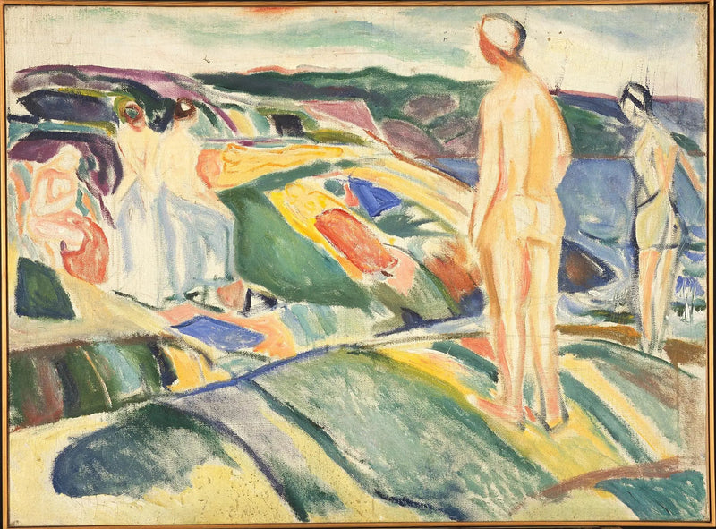 Vrouwen die zich baden op de rotsen - Edvard Munch