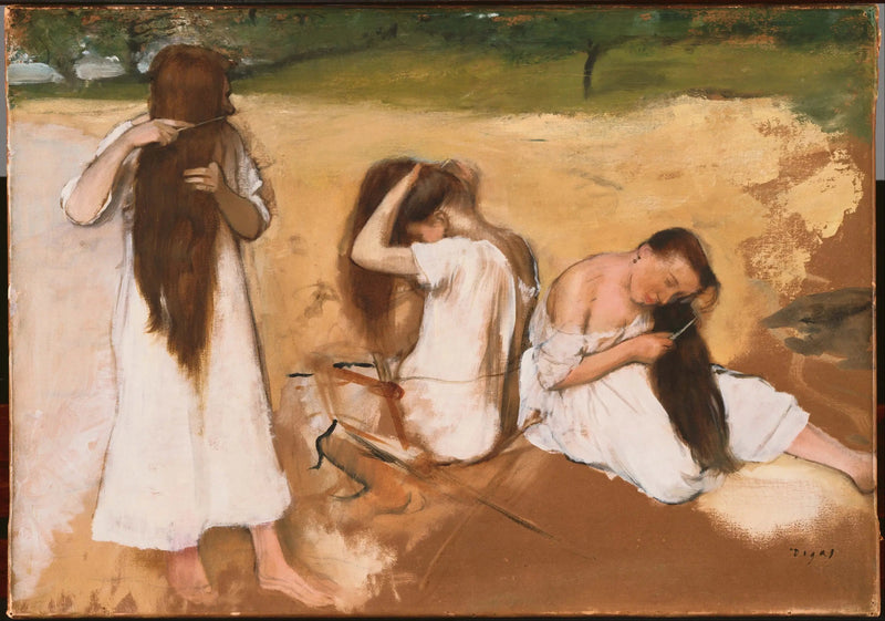 Vrouwen die hun haar aan het kammen zijn - Edgar Degas