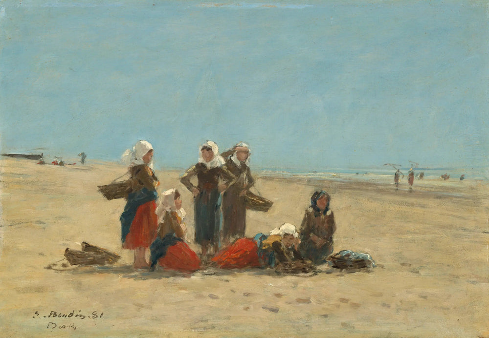 Femmes sur la plage de Berck - Eugène Boudin image 1 reproduction d’œuvre d’art à l’huile