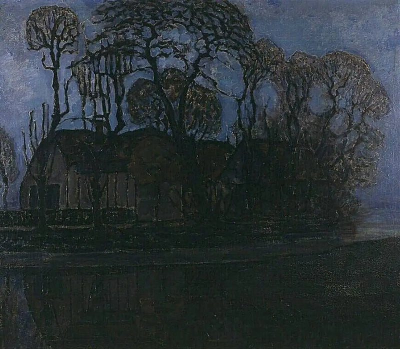 Boerderij in Duivendrecht in de avond - Piet Mondrian