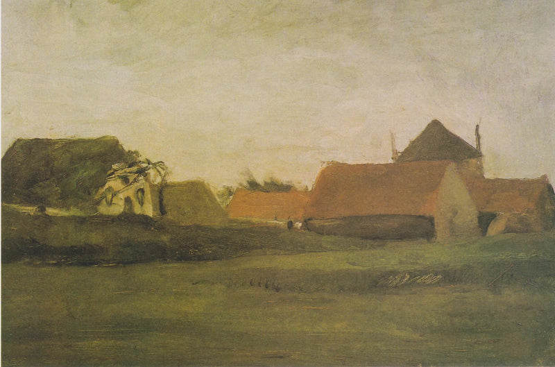 Boerderijen in Loosduinen nabij Den Haag bij schemering - Vincent van Gogh