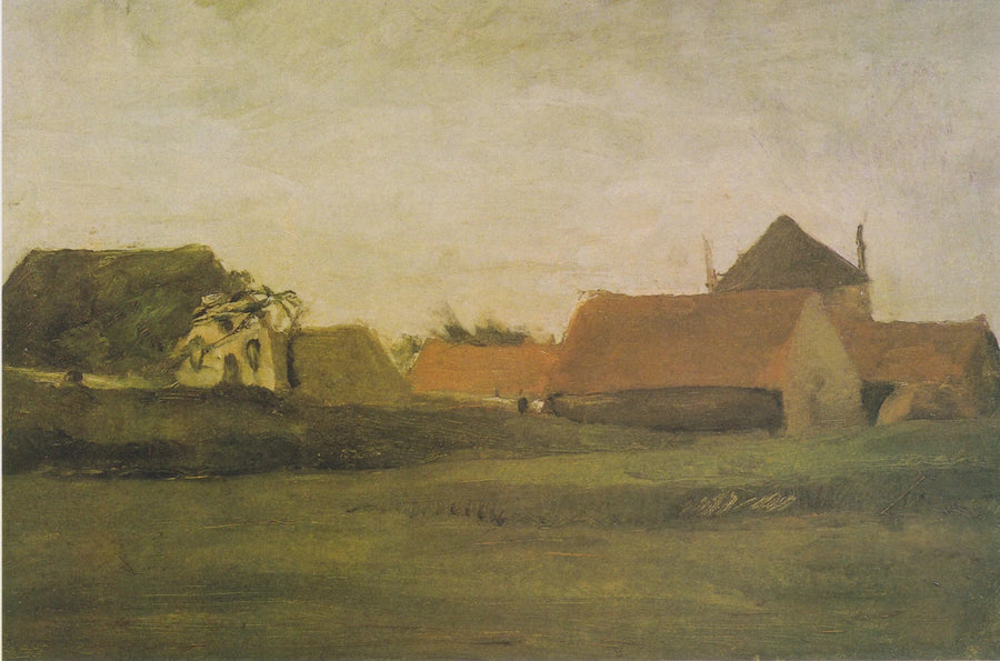 Boerderijen in Loosduinen nabij Den Haag bij schemering - Vincent van Gogh