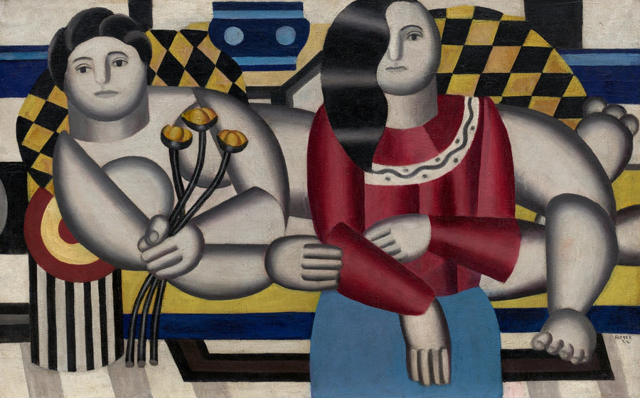 Femme tenant des fleurs, peinture de Fernand Léger