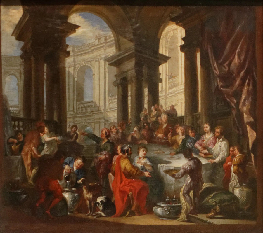 Feest gegeven onder een ionische poort - Giovanni Paolo Panini

Source:
Festin donné sous un portique d'ordre ionique - Giovanni Paolo Panini