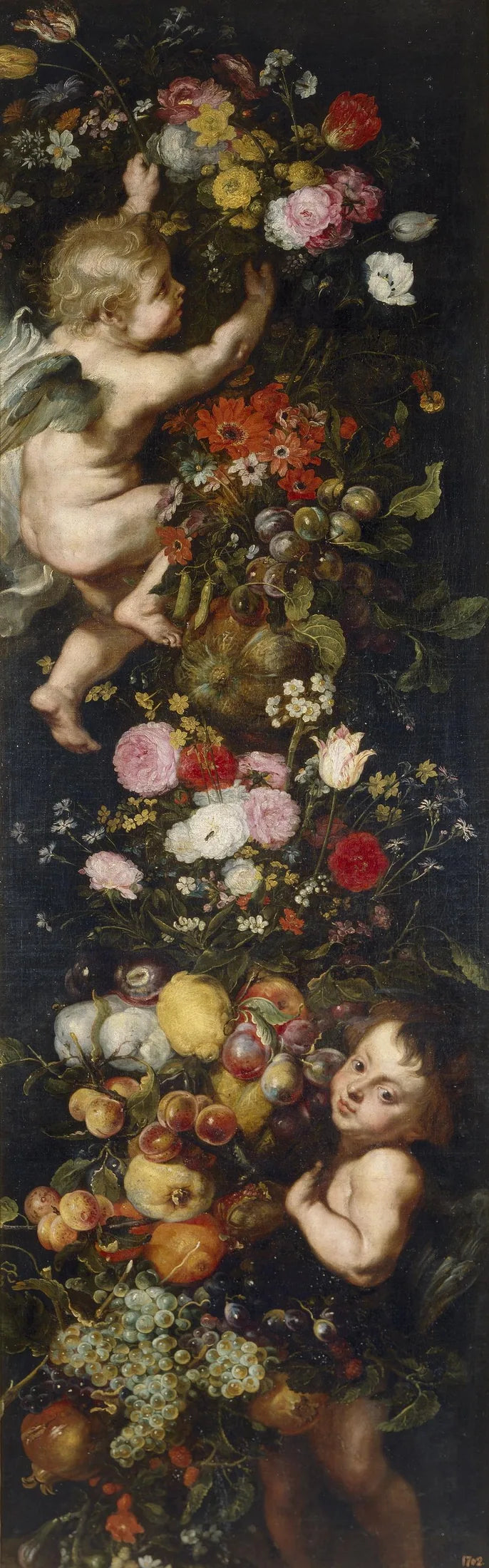 Festoon of Flowers and Fruits and Cherubs - Jan Brueghel l’Ancien image 1 reproduction artisanale de tableau
