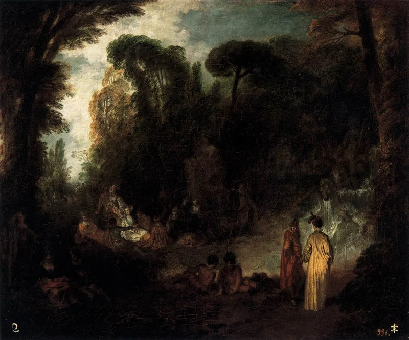 Feest in een park - Antoine Watteau