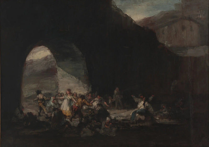 Populaire feest onder een brug of populair bal - Francisco de Goya