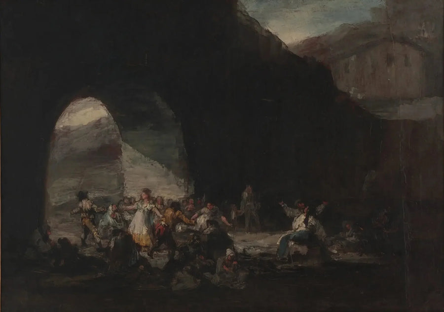 Populaire feest onder een brug of populair bal - Francisco de Goya