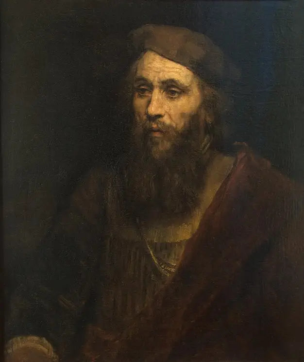 Buste van een man met baard en baret - Rembrandt