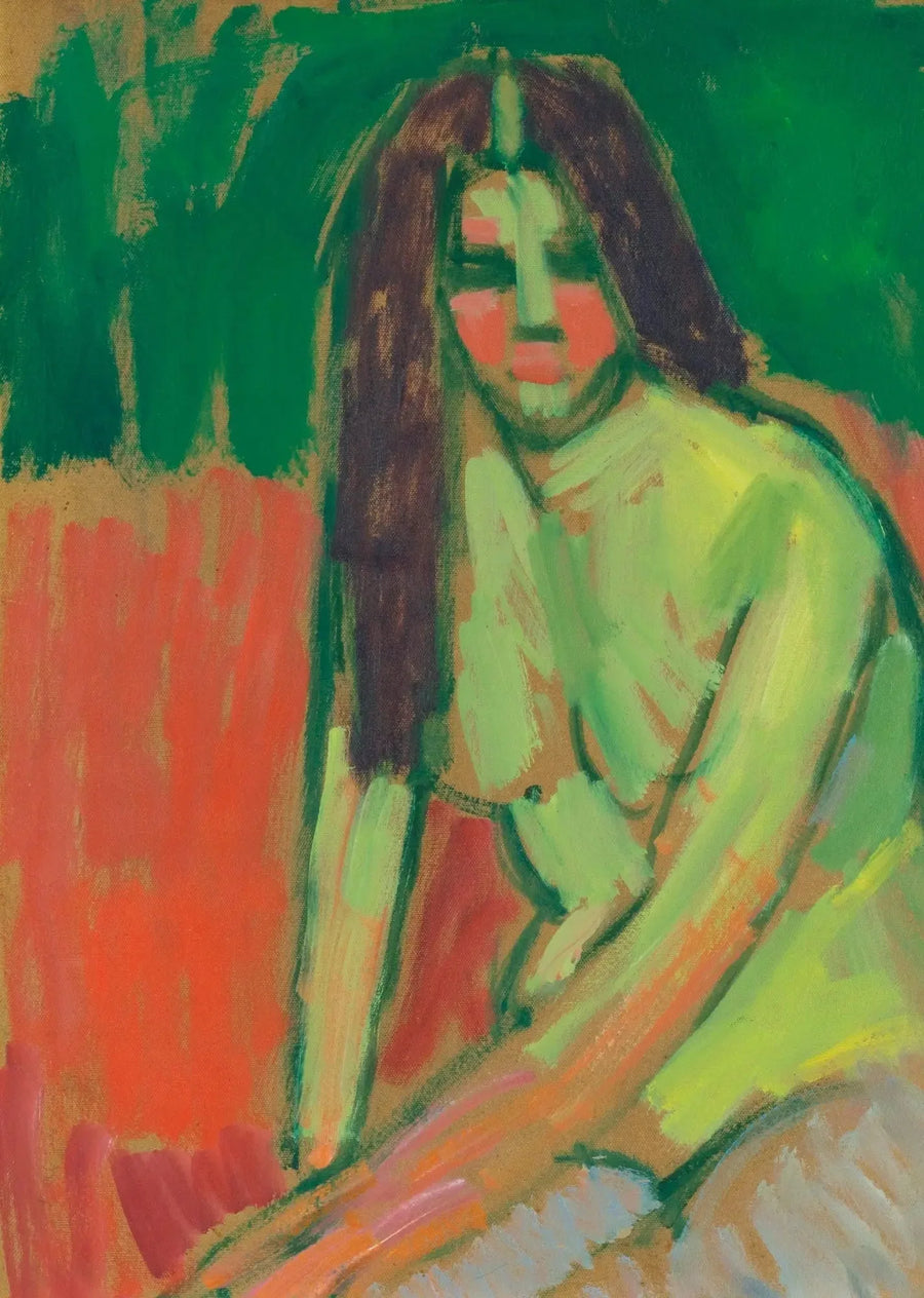 Halfnake figuur met lange haren, zittend in een gebogen houding - Alexej von Jawlensky

Source:
Figure à moitié nue aux cheveux longs, assise penchée - Alexej von Jawlensky