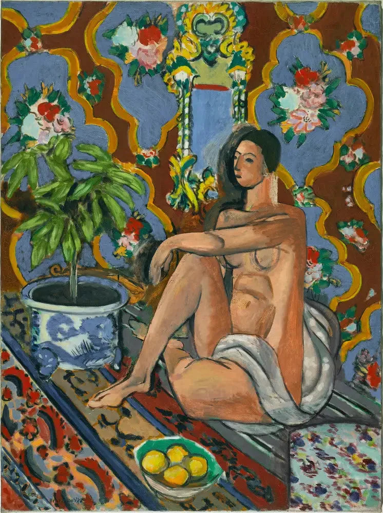 Figure décorative sur fond ornemental - Henri Matisse image 1 reproduction d’œuvre d’art à l’huile
