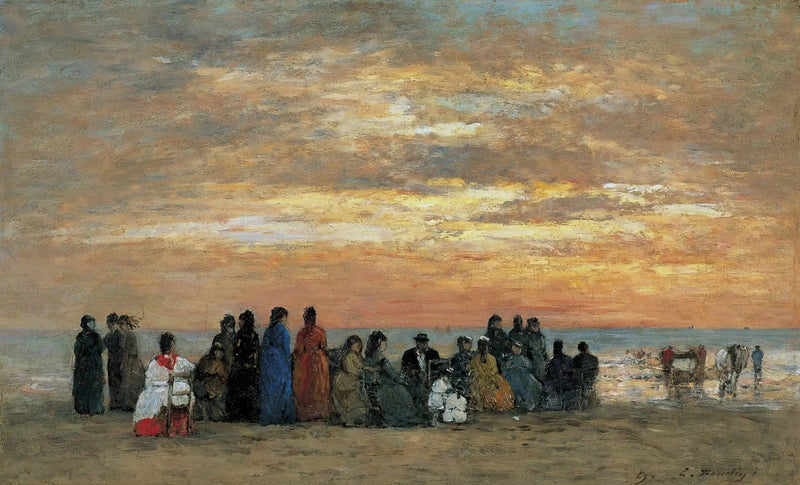 Figuren op het strand van Trouville - Eugène Boudin