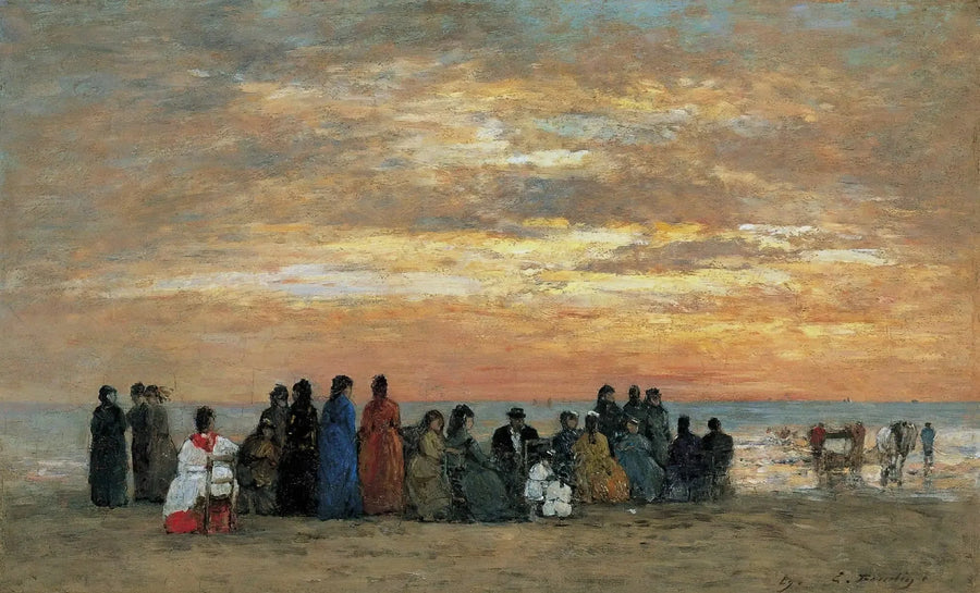 Figuren op het strand van Trouville - Eugène Boudin