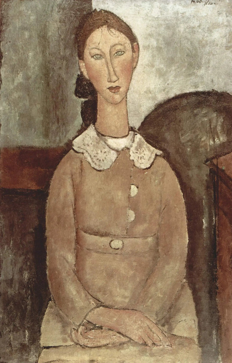 Gehaakt in een gele jurk - Amedeo Modigliani