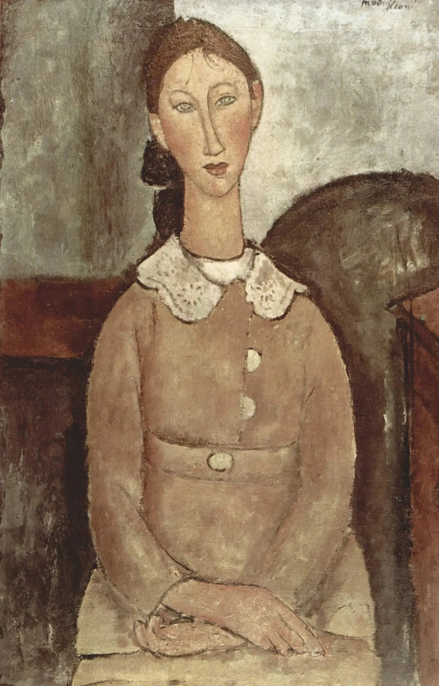 Gehaakt in een gele jurk - Amedeo Modigliani